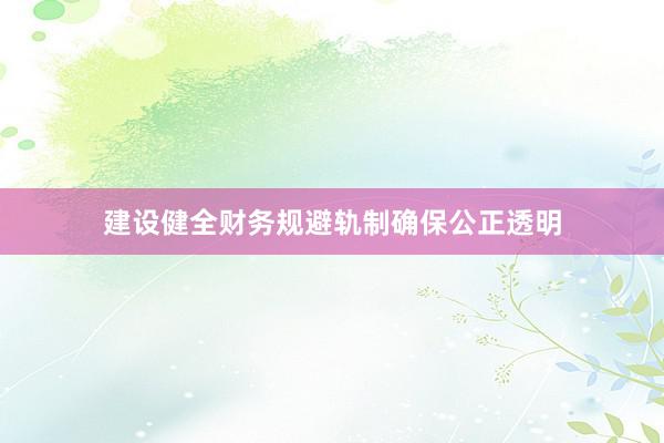 建设健全财务规避轨制确保公正透明